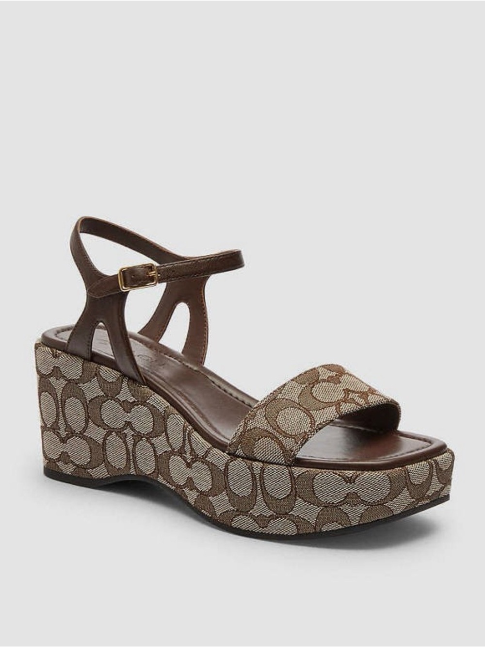 NWOT Coach Gale Wedge Sandal In Signature Jacquard